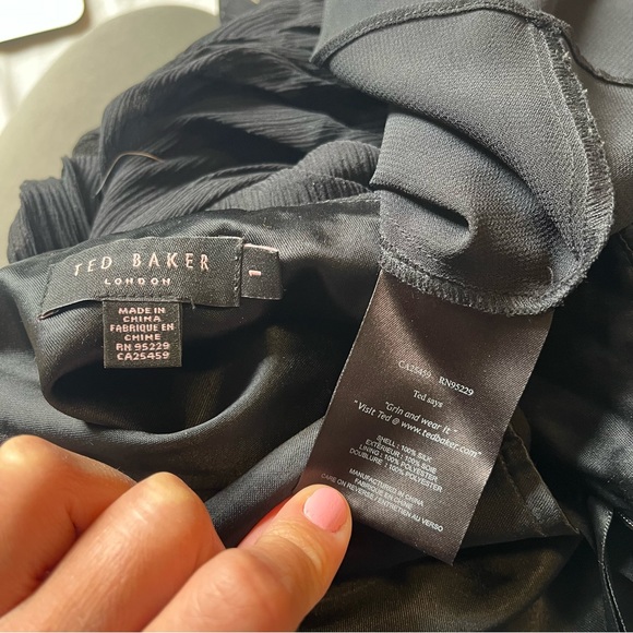 Ted Baker London Black Silk Chiffon Cocktail Midi Dress - Picture 4 of 4